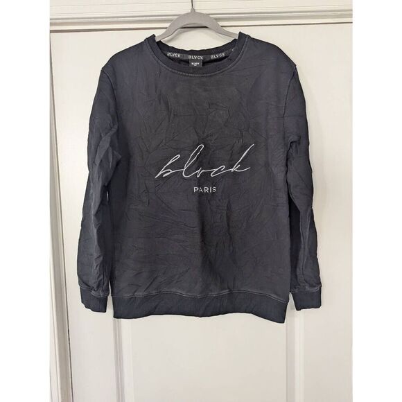 Blvck Signature Sweater women's size Large black logo French Terry‎ sweatshirt - Picture 1 of 6